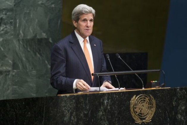 Photo: United States Secretary of State John Kerry addresses the 2015 Review Conference of the Parties to the Treaty on the Non-Proliferation of Nuclear Weapons (NPT) on April 27. The United States, along with the UK, and Canada, rejected the draft agreement. Credit: UN Photo/Loey Felipe