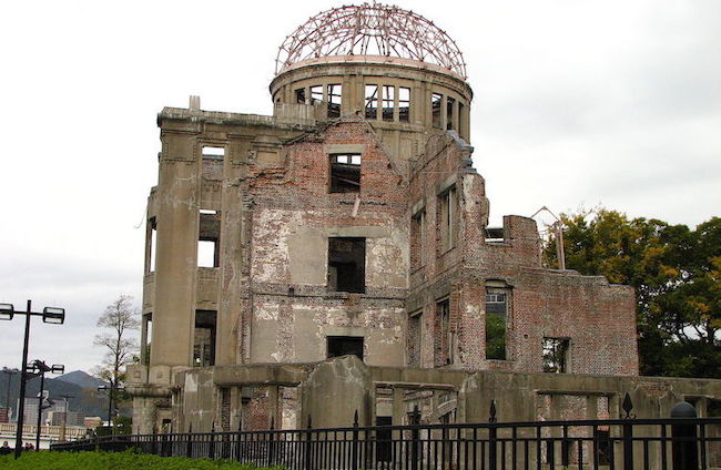 he Atomic Bomb Dome serves as a memorial to the people who died in the Aug. 6, 1945 bombing of Hiroshima, Japan. The building was the only structure left standing near the bomb’s hypocentre. Credit: Courtesy of Barbara Dunlap-Berg, UMNS