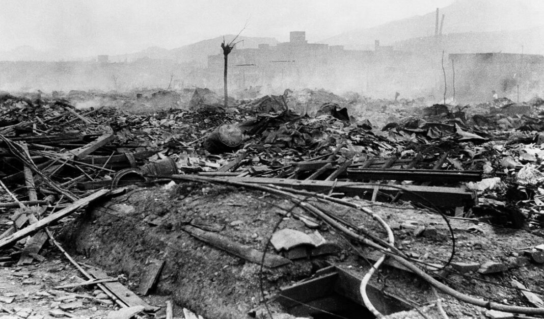 UN Photo/Yosuke Yamahata The smoldering ruins of Nagasaki, about 700 metres from the hypocentre of the atomic bomb explosion, as seen on 10 August 1945.