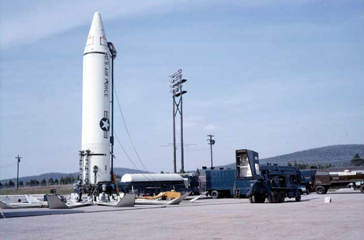 Photo: More than 100 US-built missiles having the capability to strike Moscow with nuclear warheads were deployed in Italy and Turkey in 1961. In August 1963, the US joined the Soviet Union and United Kingdom in agreeing to ban nuclear explosions in the atmosphere, outer space, or under water, and places significant restrictions on detonating nuclear devices underground. The Limited Test Ban Treaty reflects concerns about the dangers of nuclear fallout. A high-speed “hotline” connecting the leaders of the Soviet and U.S. governments is established to mitigate the risk of accidental warfare. Credit: Wikimedia Commons.