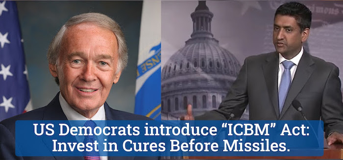 Photo: US Democrats—Senators Markey and Khanna— introduce ICBM Act: Invest in Cures Before Missiles. Credit: UNFOLD ZERO | PNND.