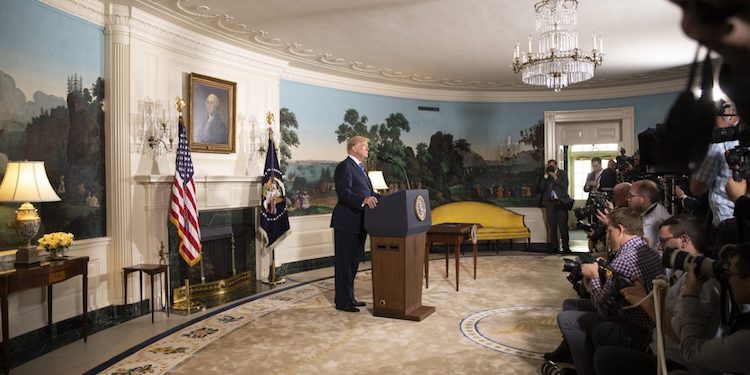 Photo: Then U.S. President Trump announcing withdrawal from Iran nuclear deal in May 2018. Credit: The White House Flickr.