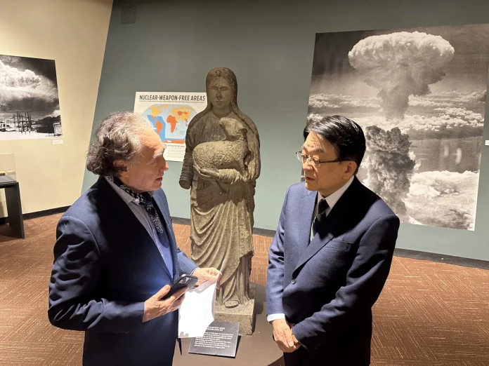 S__46161931-scaled Interview with Hirotsugu Terasaki, DG of Peace and Global Issues of SGI by Victor Gaetan at UN. Photo: Katsuhiro Asagiri, President of INPS Japan.