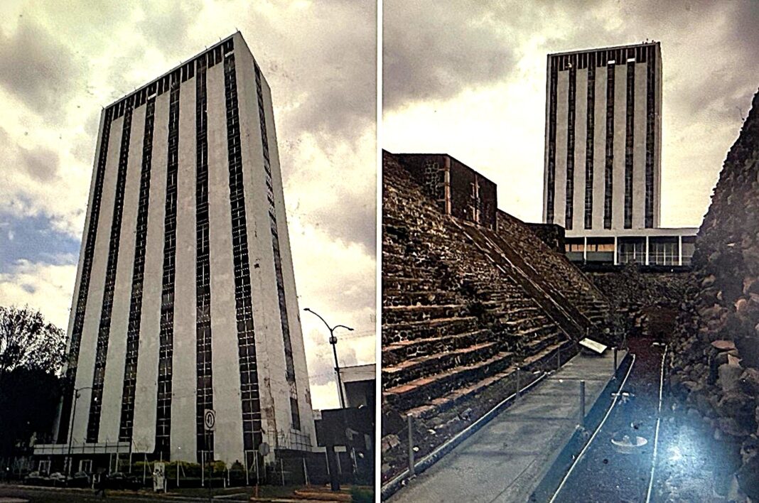 Photo: Building of the Tlatelolco University Cultural Center (CCUT), former tower of the Ministry of Foreign Affairs. Author: Guillermo Ayala Alanis.
