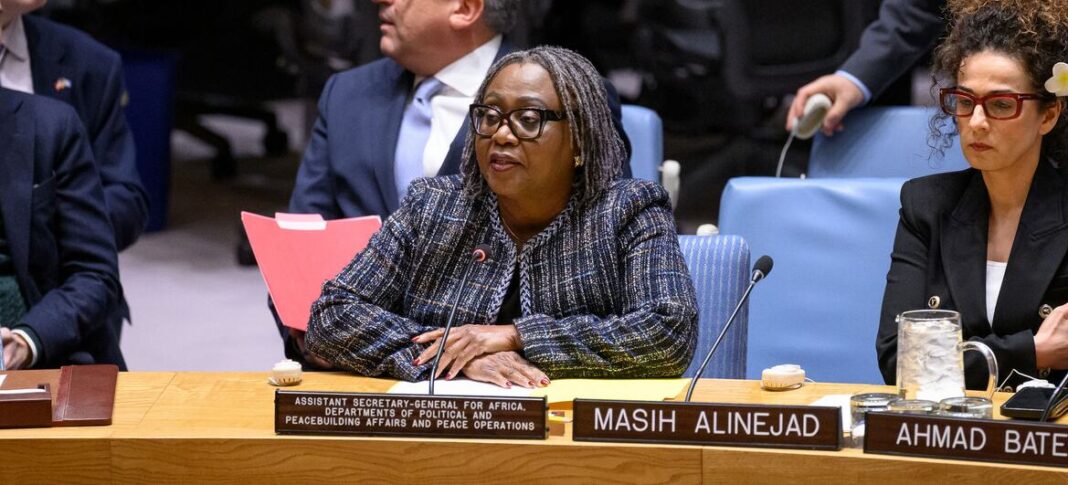 UN Photo/Loey Felipe Martha Ama Akyaa Pobee, Assistant Secretary-General for Political Affairs briefs the Security Council meeting on the situation in Iran.